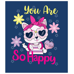 cute love bunny girls t shirt print flower  happy design print