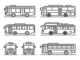 Bus Side View Line Art Modern Design