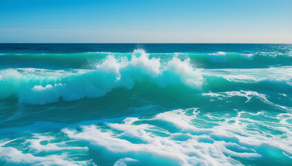 Sea and sky with ocean waves and clouds