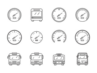 Bus Speedometer Line Art Digital Display