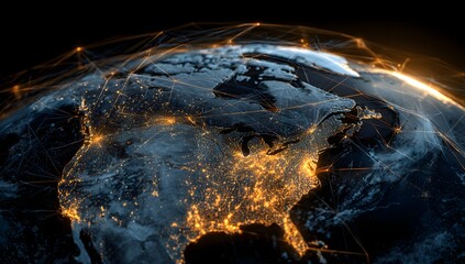 Vibrant global network of lights illuminating the earth s surface at night