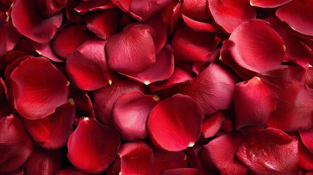 Luxurious deep red rose petals create a vibrant, romantic backdrop perfect for celebrations and expressions of love