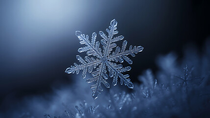 Intricate hexagonal snowflake crystal detailed macro photography winter ice formation