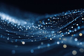 Abstract wavy network of interconnected lines and dots, a digital representation