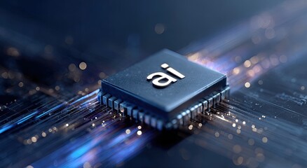 Detailed view of a central processing unit with the letters "ai" representing artificial intelligence