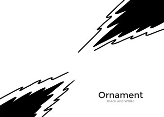 Abstract black and white design with jagged, lightning-like shapes emanating from corners, creating a dynamic and minimalist pattern.