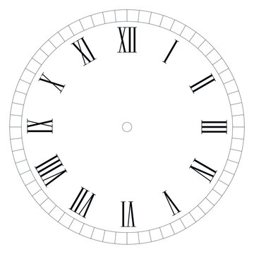 Clock face with Roman numerals vector design