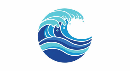 Obraz premium Abstract Wave Symbol Design for Oceanic Themes and Water-Related Concepts, A Vector Illustration