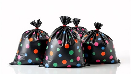 Four Polka Dot Trash Bags Grouped