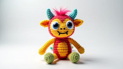 Crochet Monster Toy With Horns, Eyes