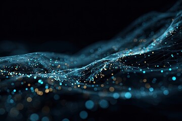 Abstract digital visualization of connected points and lines against a dark background, with highlights