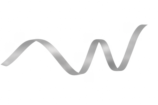 Silver metallic ribbon streamer twisting abstract decoration