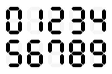 シンプルなデジタル数字のベクターイラストセット｜時計表示やカウントダウンなどに使える数字フォント素材