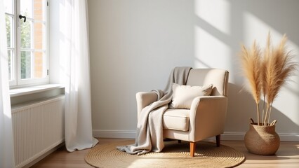Cozy Armchair With Pampas Grass, Home Interior