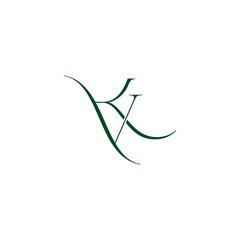 letter kv simple curves thin line logo vector