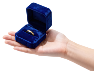 Engagement Ring in Blue Velvet Box - Love, Proposal, Romance