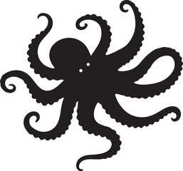 Obraz premium Black silhouette of an octopus with eight swirling tentacles