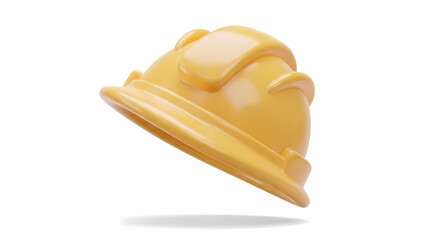 Fototapeta premium A 3D rendered image showcases a yellow construction helmet, isolated against a clean white background, symbolizing safety and protection in the workplace.