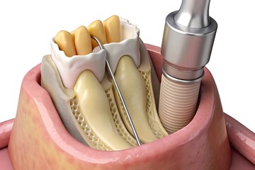 Endodontic root canal treatment process. Medically accurate tooth 3D illustration.