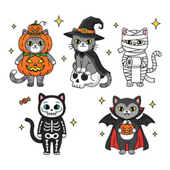 Cute halloween cats dressed in costumes for spooky season fun