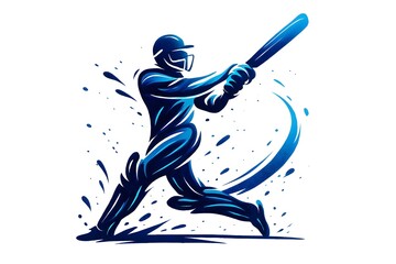 Obraz premium Artistic brushstroke illustration of a cricket batsman in action