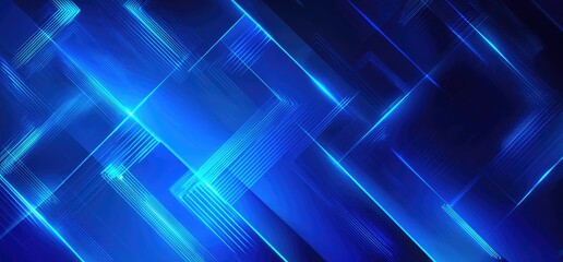 Abstract blue background features glowing lines and geometric shapes creating a futuristic design