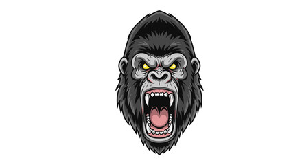 Fierce gorilla with bared teeth roaring angrily in an aggressive display of dominance.