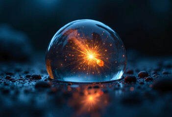 Meteor Captured in Oil Droplet: Macro Lens Scientific Photo, Cosmic Microcosm