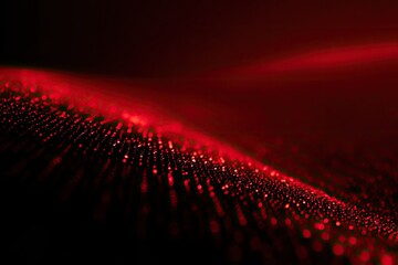 Abstract wavy field of luminous, red dots against a dark background, creating a sense of depth