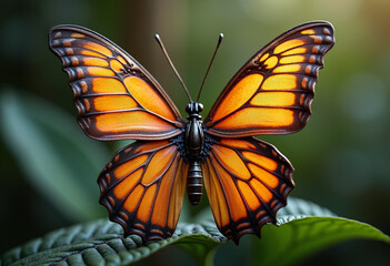 Fototapeta premium Artificial Butterfly with Metal Wings: Futuristic Steampunk Insect Art