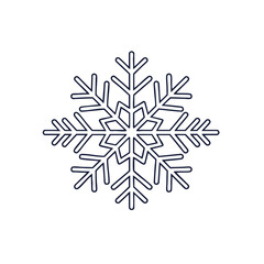 Stylized Dark Blue Outline Snowflake with Six Arms