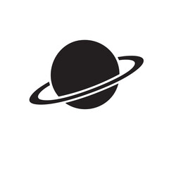 Stylized Silhouette of a Ringed Planet Icon