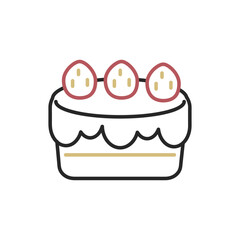 いちごのケーキの手描き風アイコン【ショートケーキ】