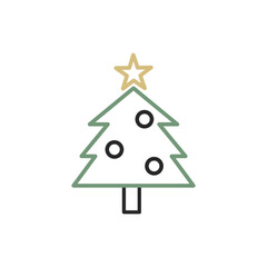 クリスマスツリーの手描き風アイコン【クリスマス】