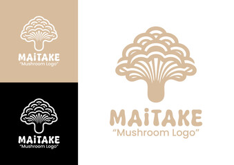 Modern Maitake Mushroom Logo Clean Gourmet Emblem