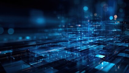 Abstract depiction of data streams and networks, rendered with a blue digital aesthetic