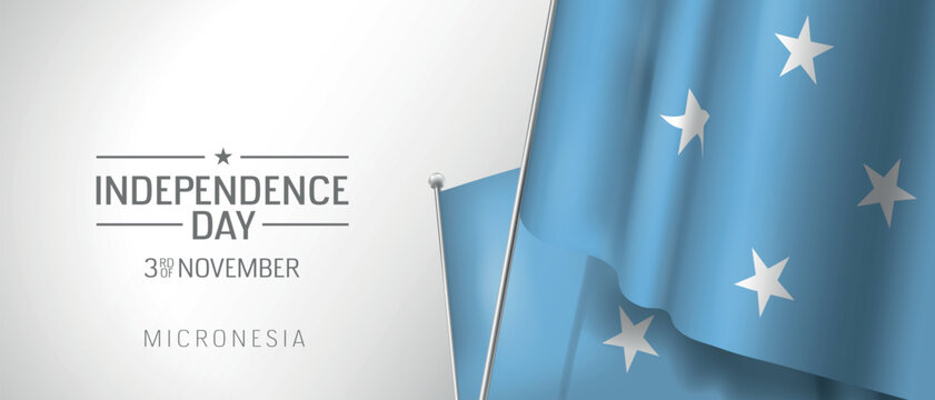 Micronesia happy independence day greeting card, banner vector illustration