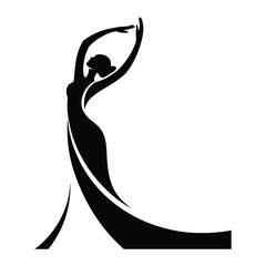 Elegant silhouette of a dancer in a flowing gown