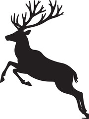 Obraz premium Black silhouette of a leaping stag with large antlers