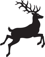 Obraz premium Black silhouette of a leaping stag with large antlers