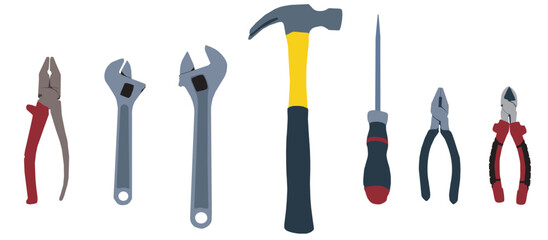 set of tools repair kit  workers tools equipment isolated