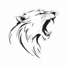 Terrifying Roaring Lion Face Vector Design on white background