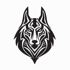 Ancient Egyptian Style Werewolf Head Vector Illustration on white background