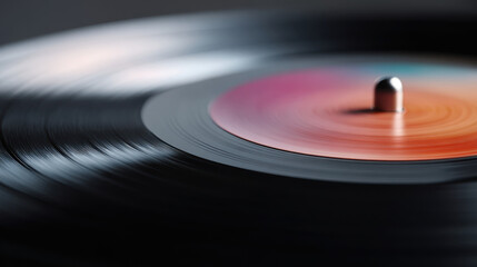 Vinyl record groove turntable spinning with nostalgic mood and soft motion blur