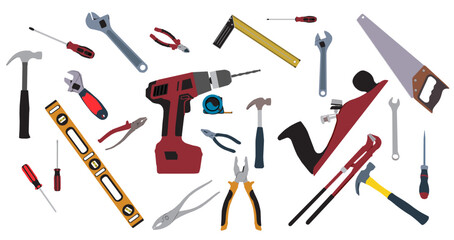 vector illustration of a set of tools ,repair kit ,workers tools, tools icon equipment
