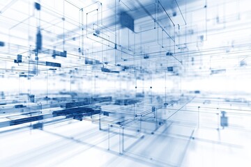 Abstract blue-toned geometric network representing connections in a translucent environment