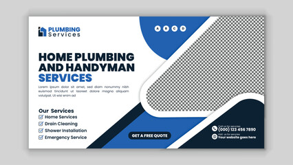 Professional Handyman and Plumbing Services Web Banner and Social Media Design Template