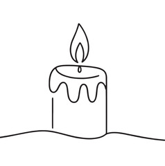 Minimal Candle Line Art Drawing | Simple Outline Candle with Flame and Wax Drips on White Background