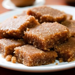 Traditional Sri Lankan Weli Thalapa Coconut Treacle Sweet Closeup Photography