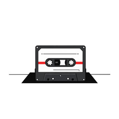 Obraz premium Minimalist cassette tape on table with black and white aesthetic, nostalgia